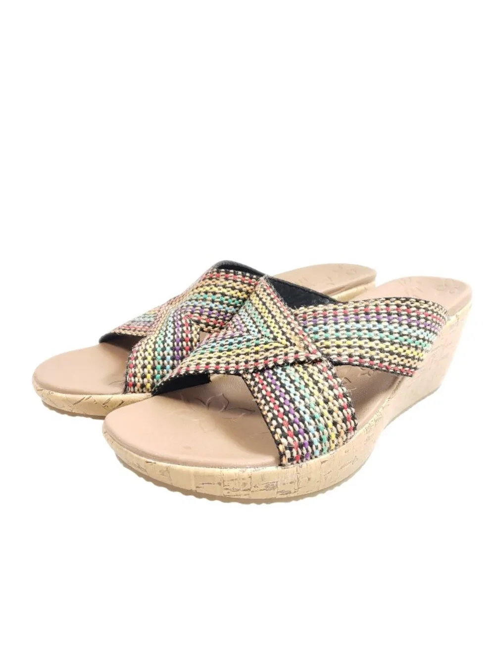 Skechers Cali Luxe Foam Womens Size 9 Wide Beverlee Multicolor Wedge Sandals - Picture 1 of 9